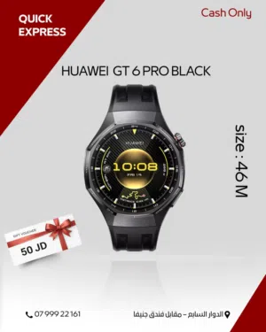 HUAWEI WATCH GT6 PRO BLACK ( 46M ) NEW /// ساعه هواوي جي تي 6 برو بلاك مقاس 46 ملي الجديد