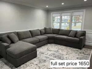 u shape new sofa set i have available طقم كنب جديد على شكل حرف U متوفر لدي