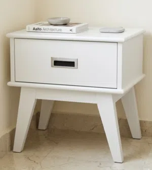 Modern Minimalist 1-Drawer Nightstand - Sleek White Finish