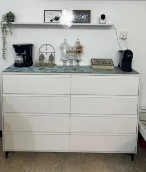 خزانة خشب ابيض منزلية 8 جوارير