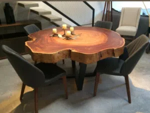 طاولة طعام من الخشب الطبيعي خشب الكينا