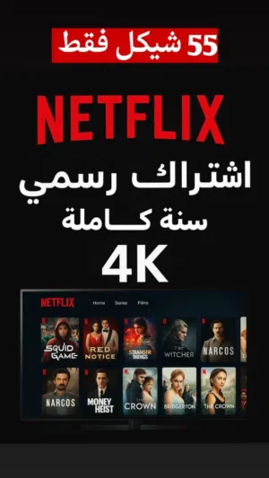 اشتراك نتفلكس رسمي سنوي 55 شيكل