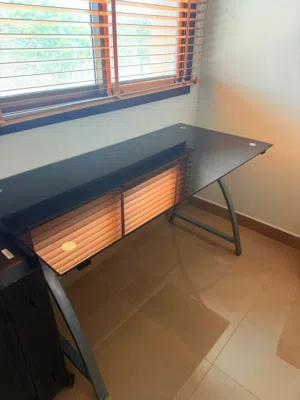 Office Desk Table Glass Material and Metal stand for sale