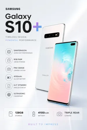 Samsung Galaxy S10 Plus 128GB 8GB RAM Snapdragon Prism White Unlocked Dual SIM – Good Condition