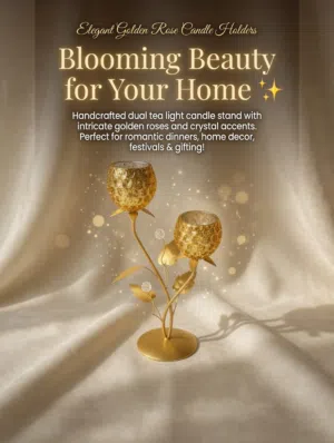 Golden rose-shaped - Dual tea light holders - For Sale