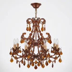 Luxury Bronze Crystal Chandelier Set 2 Large + 4 Wall Lights Only KWD 80