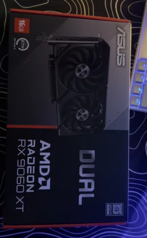 RX9060xt 16 gb  يديد غير مستخدم وكرتونته ما انفتحت و سعرها فالسوق 1998 طالب فيه 1900غير قابل للتفاوض