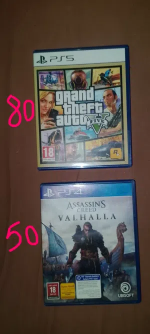 GTA 5 PS5, 80 SAR  AC Valhalla PS4, 50 SAR