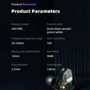 هذه سماعة أذن سلكية من طراز QKZ AK6، وتتميز بما يلي: