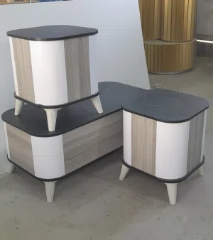 طاولات وسط خشب ودهان الون حسب الطلب ديكور شاشه الون اختياري