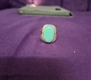 خاتم فيروز تركي طبيعي غير معالج natural untreated turkey turquoise feroza ring