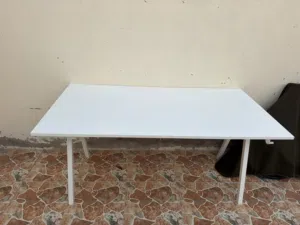 طاوله طعام 160x80 لون ابيض خشب ثقيل