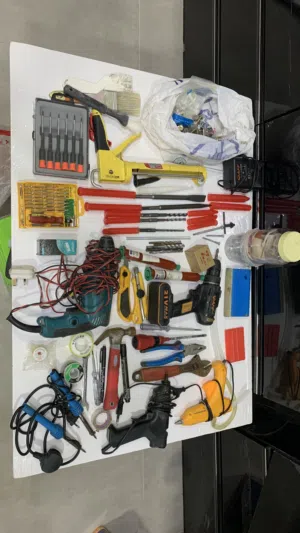 Electric drill + battery + thermal silicone sealant + welding machine