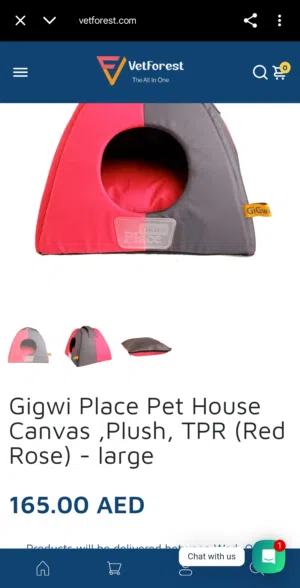 Gigwi Place Pet House Canvas, Plush, TPR (Red Rose) - large