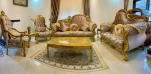 طقم كنب دمياطي وبوفيه خشب زان