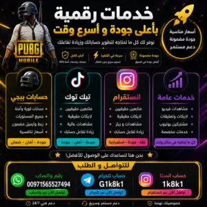 بيع حسابات ببجي و رشق حسابات جميع مواقع التواصل الاجتماعي تيك توك انستغرام