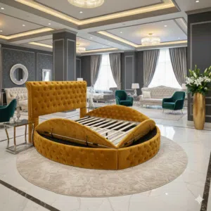 السرير الكابتونيه السحارة الثلاثية لمسة ملكية لغرفة نومك حيث يلتقي التصميم العصري بالراحة المطلقة.