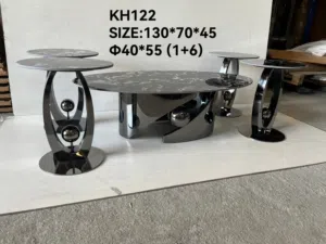 طقم طاولات قهوة رخامي مودرن 7 قطع بتصميم فاخر - KH122