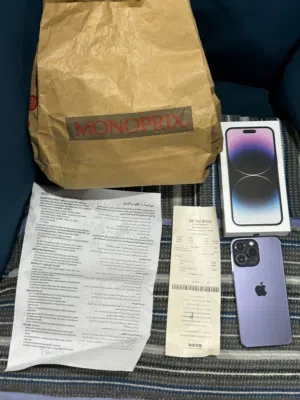 للبيع iPhone 14 pro max 256gb معفي ضريبة مصرية معاة كرتونة و فاتورة الشراء الاصلية بطارية81غير مفتوح