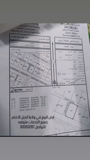 Residential Land for Sale in Al Dakhiliya Nizwa