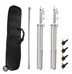 طقم ستاندات تصوير احترافية + عمود خلفية + مشابك + حقيبة