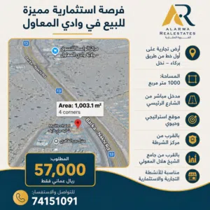 Commercial Land for Sale in Al Batinah Wadi Al Ma'awal
