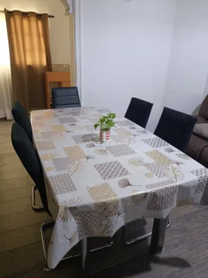 Glass Dining Table With 5 Leather Chairs For Sale