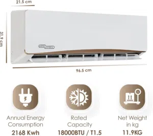 Super General 1.5 Ton Rotary Type Split Air Conditioner, White - SGS195GE