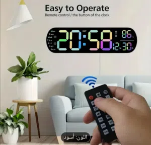 ساعات حائط ديجتال مضيئة مع تحكم و إضاءة LED بالألوان