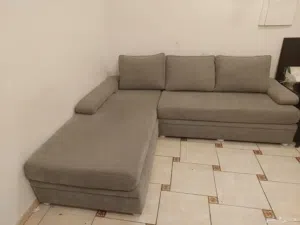 كنب حرف L زيتي فاتح