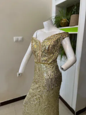 فستان تركي ذهبي ملكي فاخر  Luxurious royal gold Turkish dress
