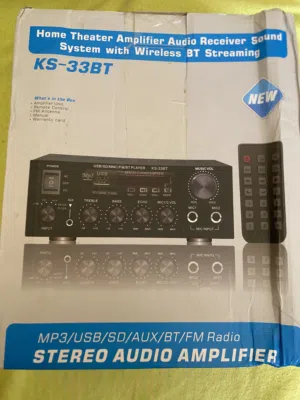 مضخم صوت منزلي (Amplifier) موديل KS-33BT - بلوتوث وريموت كنترول - جديد