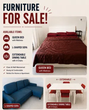 Furniture - Bed Frame, Sofa, and Table