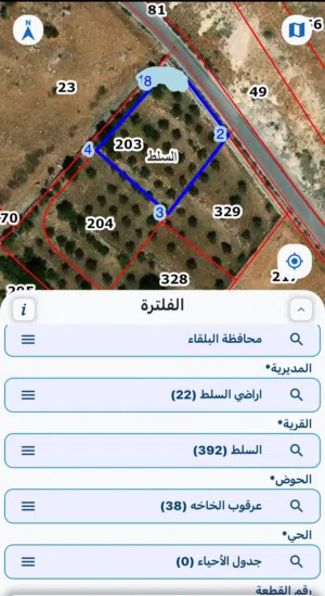 أرض للبيع السلط ضاحية الزهور دونم ومائتان م على شارعين من المالك مباشرة