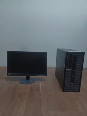 computer hp and monitor lenovo fhd