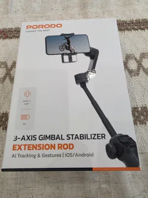 جيمبال PORODO 3-Axis Gimbal Stabilizer مع عصا تمديد مدمجة — جديد غير مستعمل