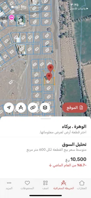 ارضين شبك ولاية بركاء الوهره قريحه الثالثه مطلات على مزرعه ع شارع قار
