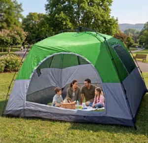 portable family camping tent is designed to accommodate 6 to 8 people