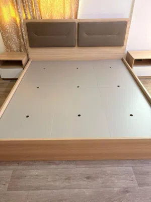 BED WITH SIDE TABLES AND MATTRESS