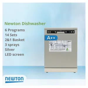 جلاية نيوتن الحافظ 14 طقم 6 برامج و 3 مرشات A++ لون سلفر مميز وشاشة LED شامل التوصيل