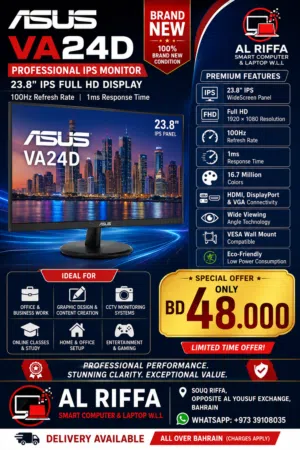 ASUS VA24D 23.8" IPS Full HD Monitor 100Hz Refresh Rate Brand New HDMI DP VGA