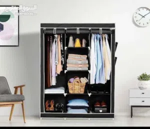 بنصف السعر خزانة ملابس بهيكل معدني و قماش كتان ضد الماء سهلة التركيب و النقل متوفرة بعدة ألوان