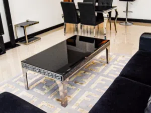 Brand New Black Glass Fendi Table for Sale