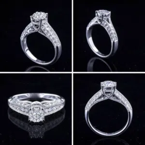 خاتم ألماس أصلي من D.Diamonds – 0.97 قيراط – ذهب أبيض 18K – مع الضمان