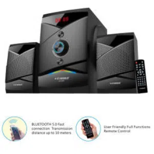Stargold 2.1 Multimedia Speakers System with Subwoofer, Front Knob 90W Speaker, SG-G2021 Black