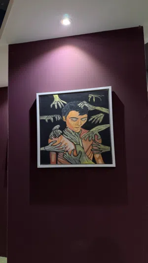 لوحه (صدى الاستغاثه رسم يد )