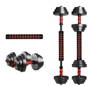 دامبلز مع وصلة بار وزن 50 كيلو طقم مميزة جدا