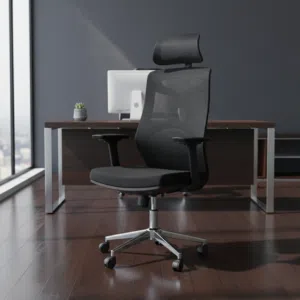 كرسي مكتب مريح بمسند رأس وقماش شبكي - 2259-BLACK