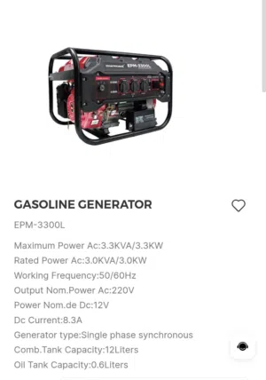 GASOLINE GENERATOR 3.3 KVA