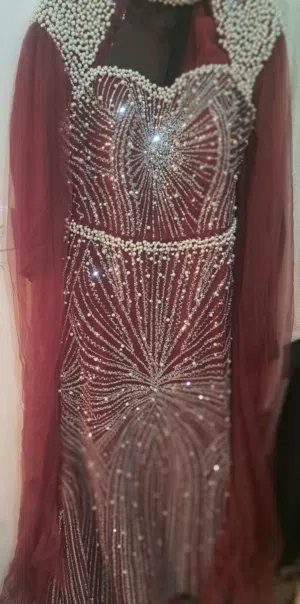 dark red gown